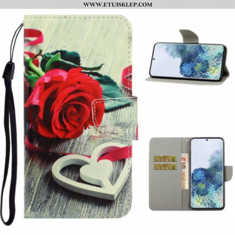 Etui Na Telefon Pokrowce do Samsung Galaxy S21 Ultra 5G z Łańcuch Kolorowe Paskowate Kwiaty